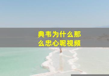 典韦为什么那么忠心呢视频