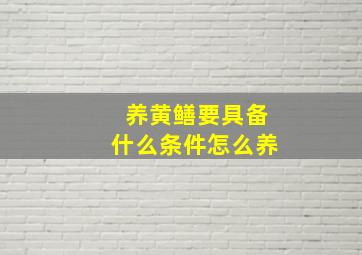 养黄鳝要具备什么条件怎么养