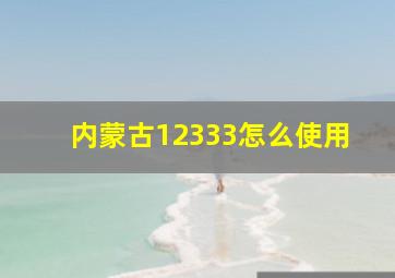 内蒙古12333怎么使用