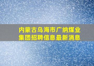 内蒙古乌海市广纳煤业集团招聘信息最新消息