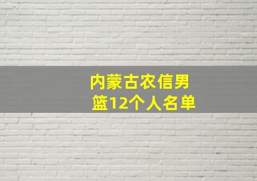 内蒙古农信男篮12个人名单