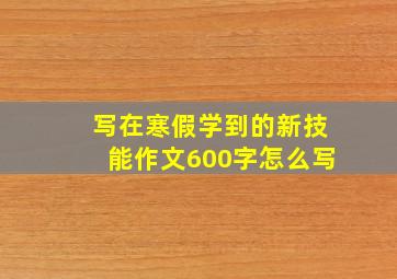 写在寒假学到的新技能作文600字怎么写