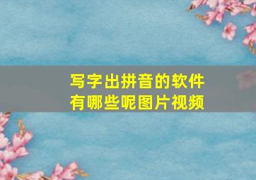 写字出拼音的软件有哪些呢图片视频