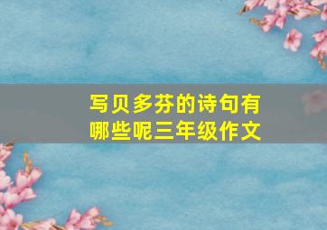 写贝多芬的诗句有哪些呢三年级作文