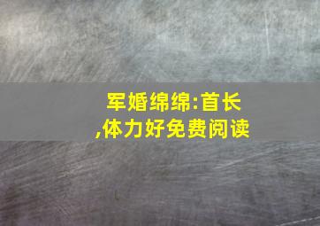 军婚绵绵:首长,体力好免费阅读