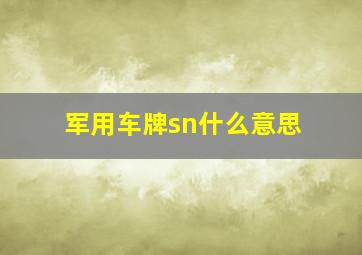 军用车牌sn什么意思