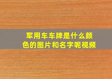 军用车车牌是什么颜色的图片和名字呢视频