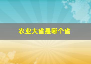 农业大省是哪个省