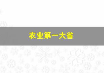 农业第一大省