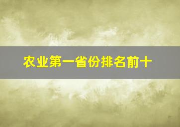 农业第一省份排名前十