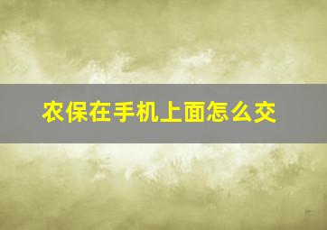 农保在手机上面怎么交