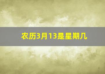 农历3月13是星期几