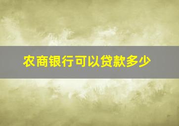 农商银行可以贷款多少