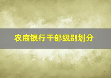 农商银行干部级别划分