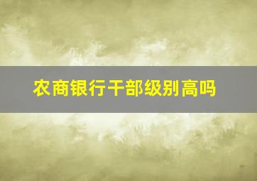 农商银行干部级别高吗