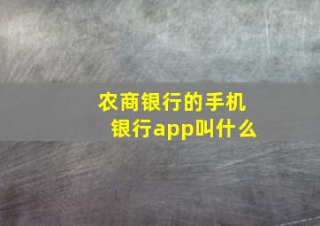 农商银行的手机银行app叫什么