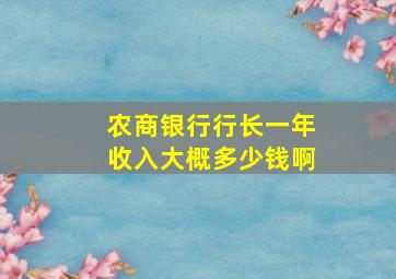 农商银行行长一年收入大概多少钱啊