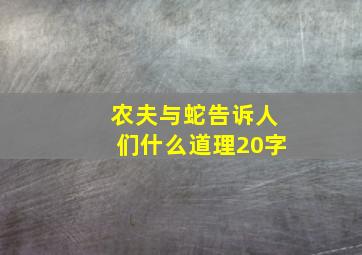 农夫与蛇告诉人们什么道理20字