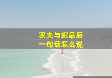 农夫与蛇最后一句话怎么说