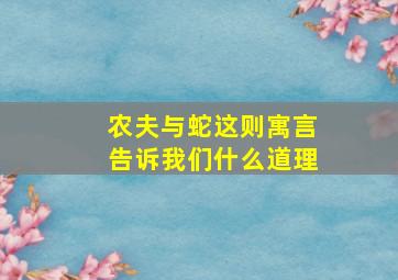 农夫与蛇这则寓言告诉我们什么道理