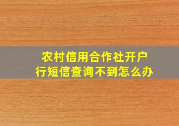 农村信用合作社开户行短信查询不到怎么办