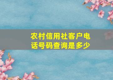 农村信用社客户电话号码查询是多少