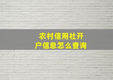 农村信用社开户信息怎么查询