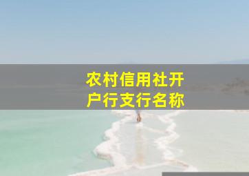 农村信用社开户行支行名称