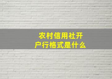 农村信用社开户行格式是什么