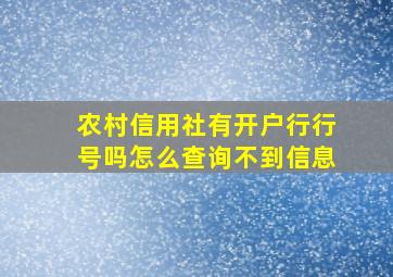 农村信用社有开户行行号吗怎么查询不到信息