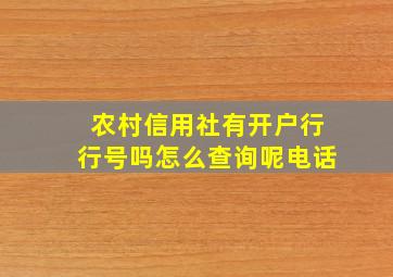 农村信用社有开户行行号吗怎么查询呢电话