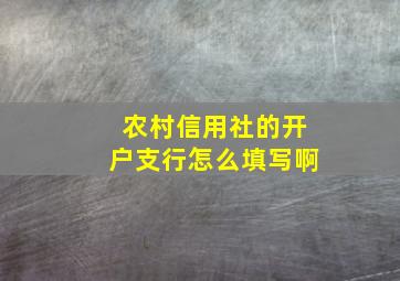 农村信用社的开户支行怎么填写啊