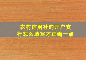 农村信用社的开户支行怎么填写才正确一点