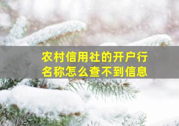 农村信用社的开户行名称怎么查不到信息