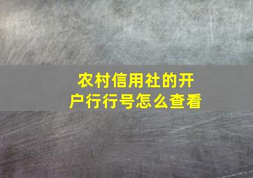 农村信用社的开户行行号怎么查看