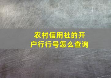 农村信用社的开户行行号怎么查询