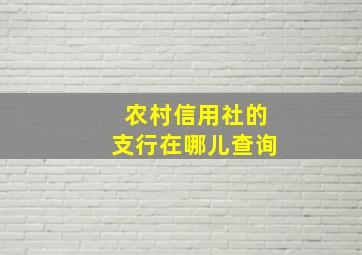 农村信用社的支行在哪儿查询