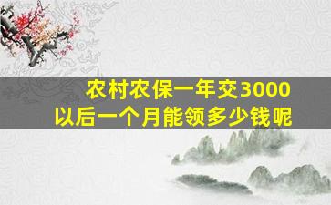 农村农保一年交3000以后一个月能领多少钱呢