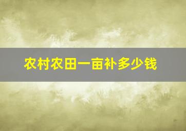 农村农田一亩补多少钱