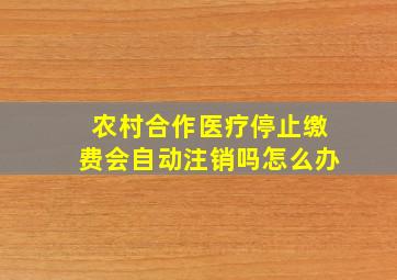 农村合作医疗停止缴费会自动注销吗怎么办