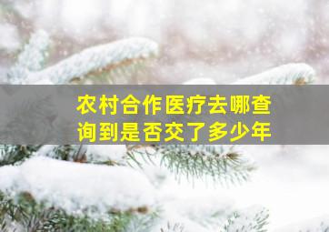 农村合作医疗去哪查询到是否交了多少年