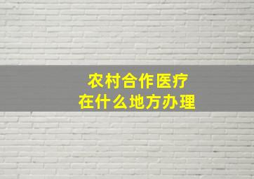 农村合作医疗在什么地方办理