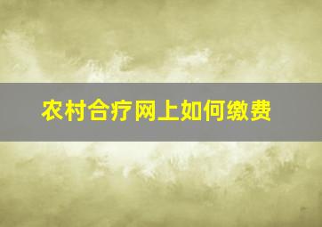 农村合疗网上如何缴费