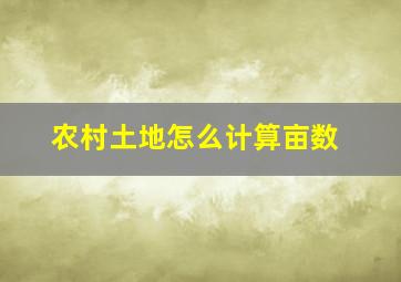 农村土地怎么计算亩数