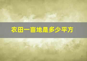 农田一亩地是多少平方