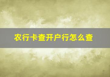 农行卡查开户行怎么查