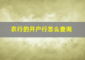 农行的开户行怎么查询