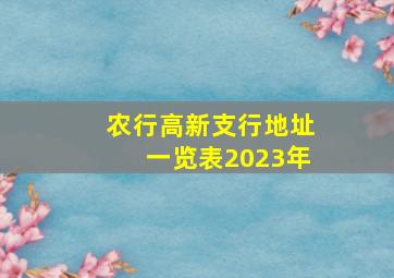 农行高新支行地址一览表2023年