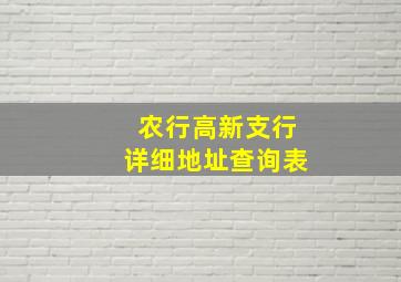 农行高新支行详细地址查询表