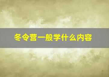 冬令营一般学什么内容